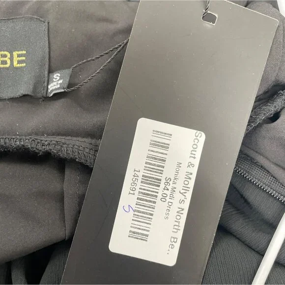 Do+Be Black Draped Midi Dress With Spaghetti Straps Elegant Size S - New - Picture 9 of 10